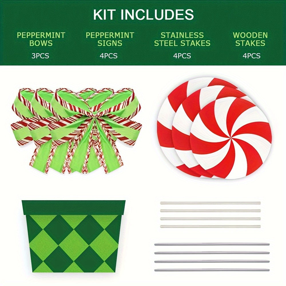 Peppermint Xmas Yard Stakes - Giant Holiday Decor Signs