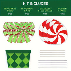 Peppermint Xmas Yard Stakes - Giant Holiday Decor Signs