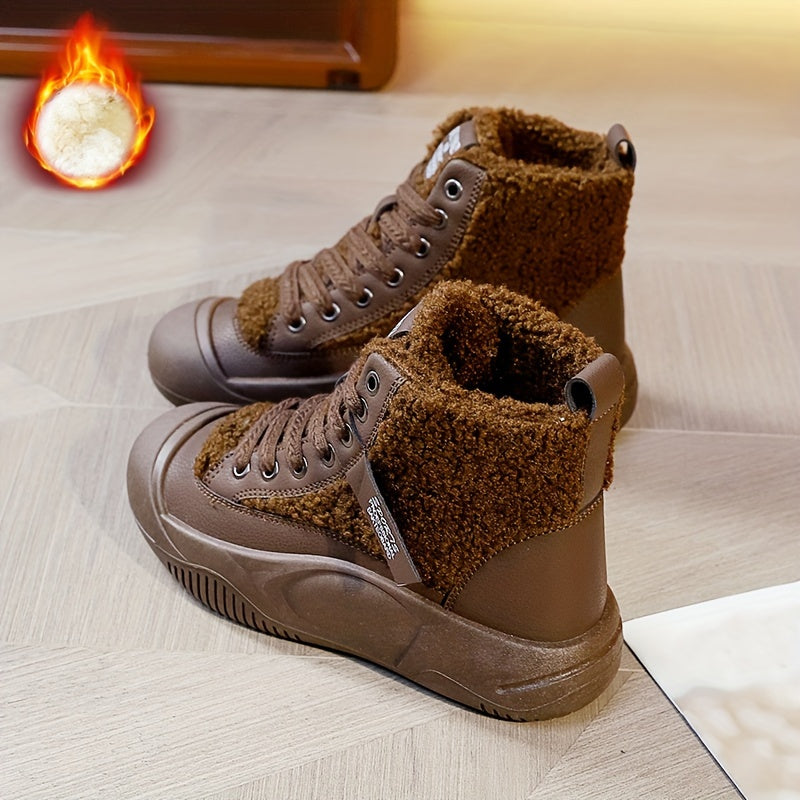 Women's Fleece Snow Boots Comfortable High Board Shoes