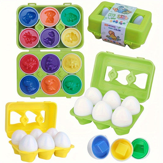 Dino Egg Puzzle Toy Shapes Colors Dino ID Ages 0-3 Easter Halloween