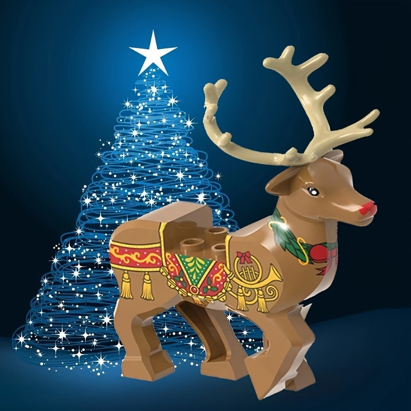 Christmas Santa's Elk Building Block Ornaments Christmas Scene Building Blocks