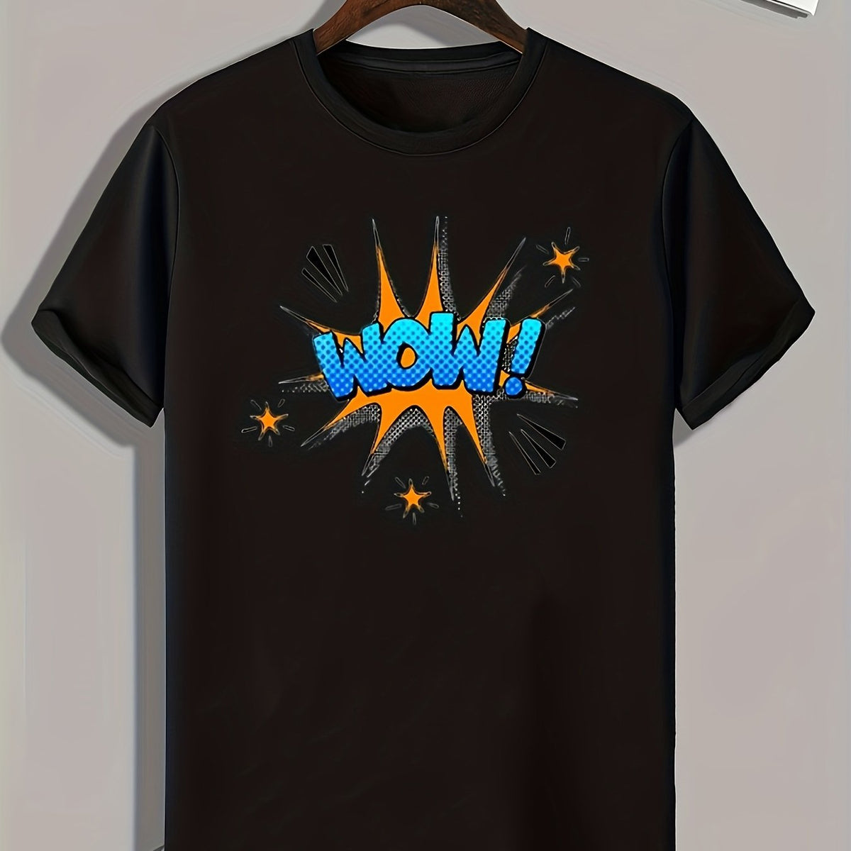 WOW Pattern Print Men's Sports T-shirt Graphic Tee