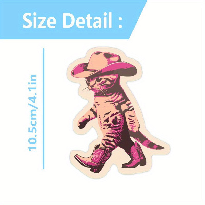 Cat Cowboy Sticker Sunscreen Waterproof PVC Multiple Colors