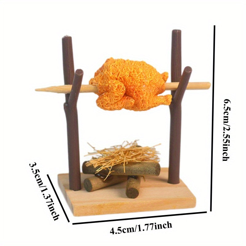 Mini Roast Chicken Set for Outdoor Cooking Playhouse Scene Props Micro Landscape