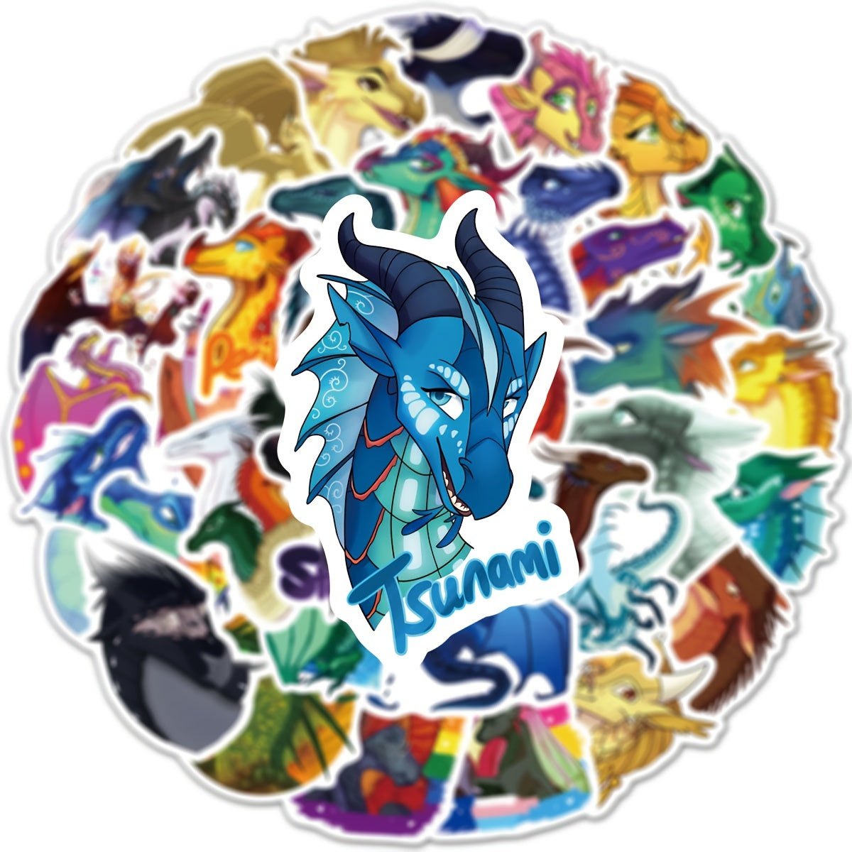 60pcs Fire Wing Flying Dragon Waterproof Stickers DIY Creative Toys
