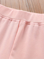 Girls' Bow Decor Flared Stitching Pants