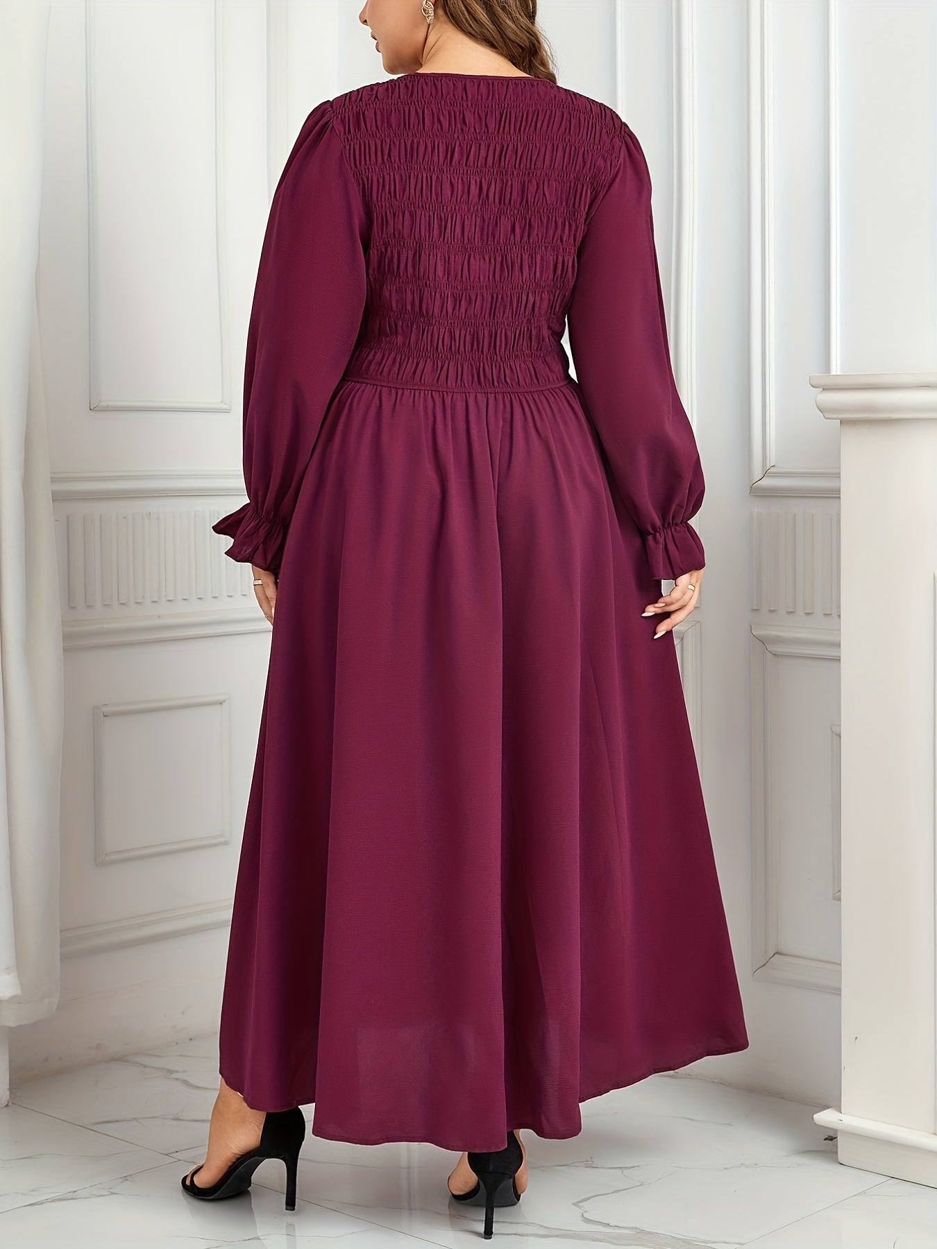  Solid V Neck Maxi Party Dress