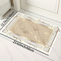 Marble Motif Kitchen Mat Line Border Rug Machine Washable Entrance Door Carpet