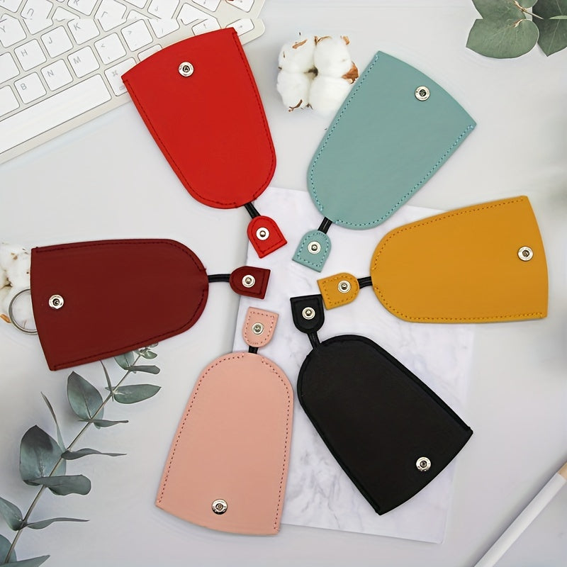 Key Pouch Organizer PU Leather Key Case w/ Pull Strap Ring