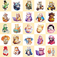 50pcs Cute Cat Stickers for Water Bottles Laptops Phones Skateboards