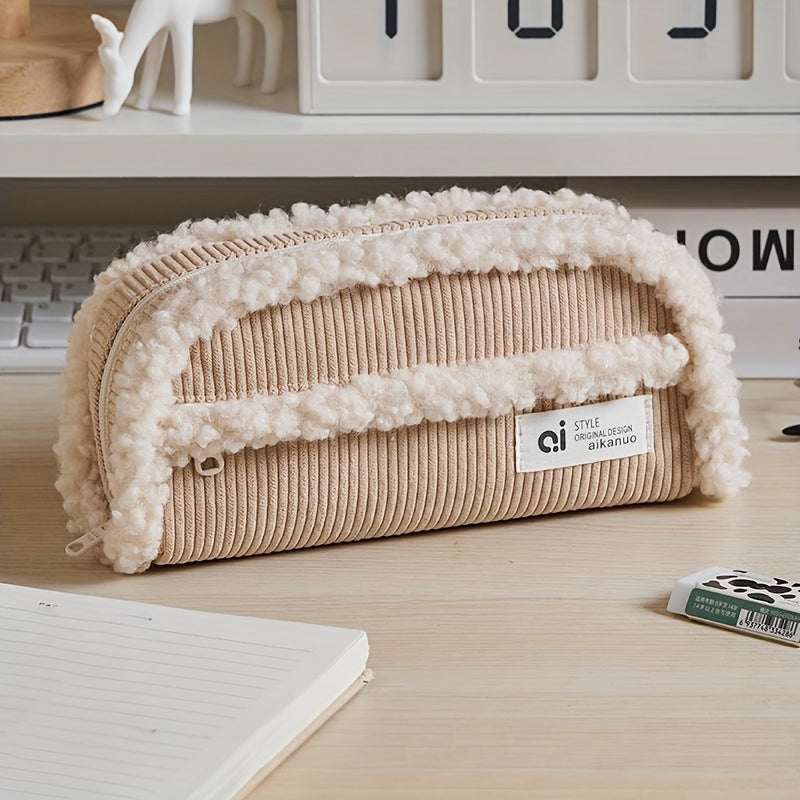 Fluffy Winter Pen Bag Large Capacity