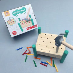 Wooden Nail Knocking Table Toy for Ages 3-5