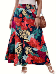  Tropical Print Wide Leg Trousers