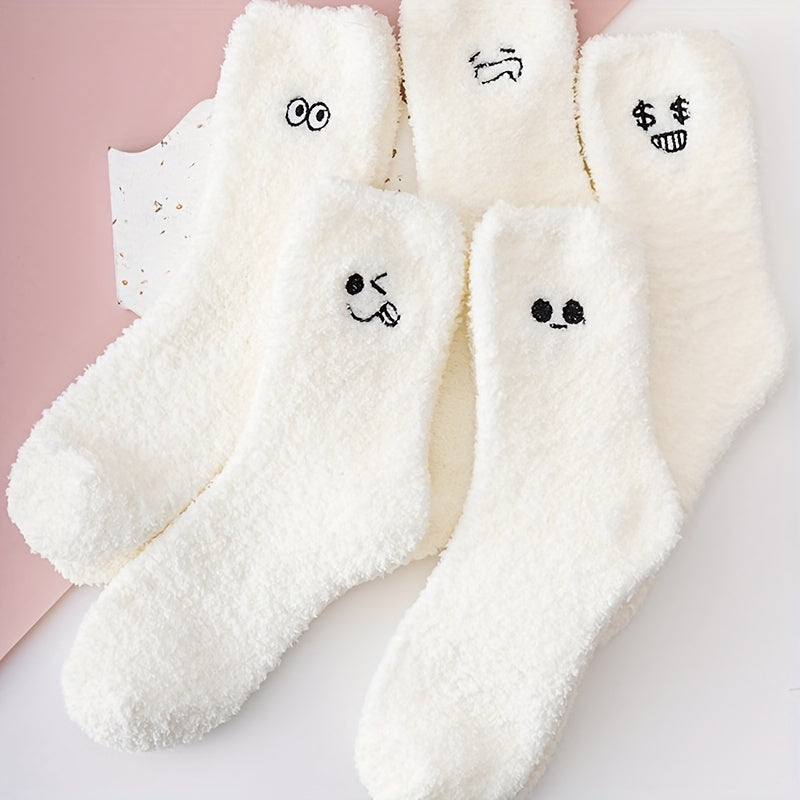 5 Pairs Expression Embroidery Socks Women's Stockings