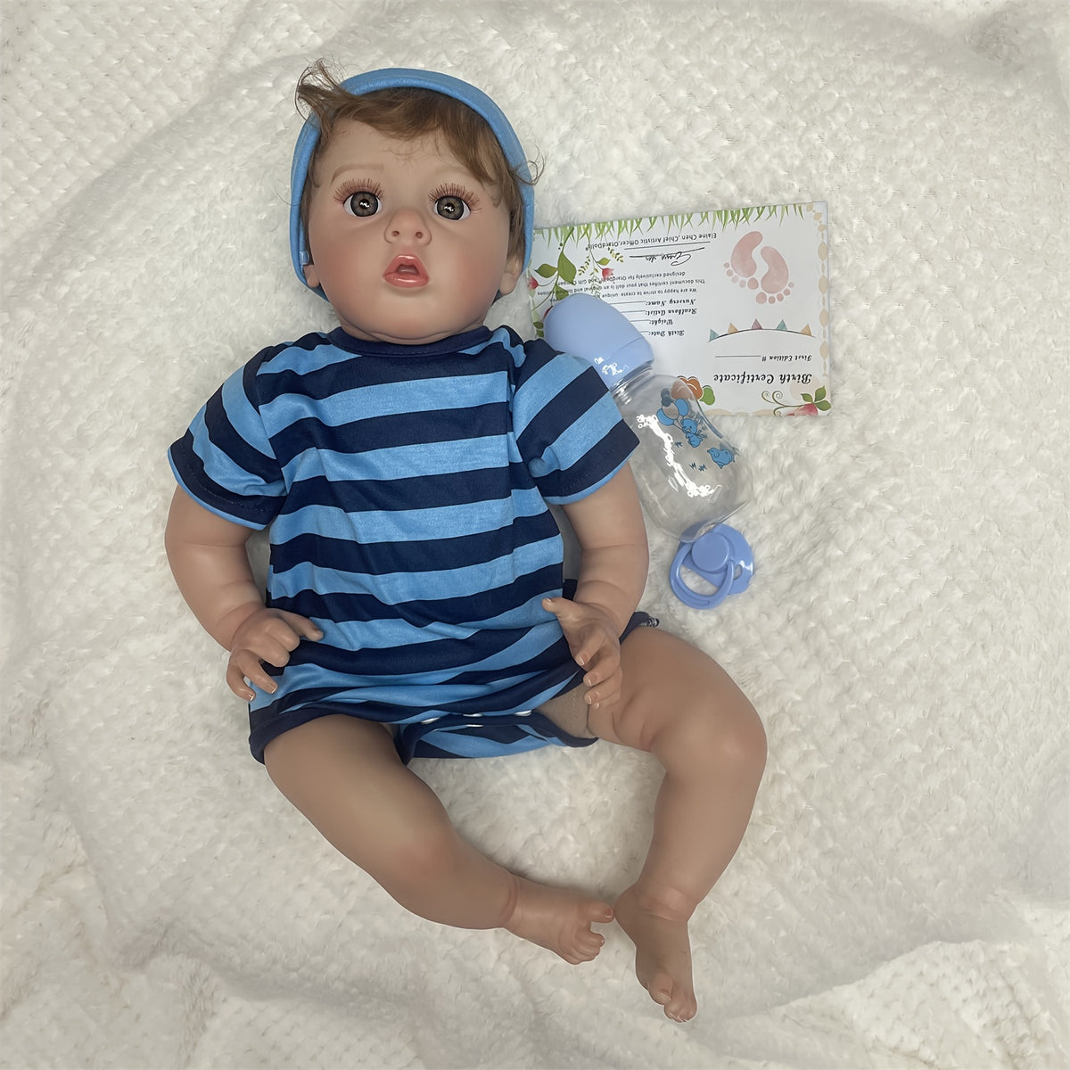 Realistic Open Eyes Reborn Doll Soft Body Rooted Hair 3D Painted Skin