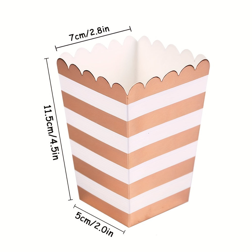 12pcs Festive Rose Popcorn Boxes - Stylish Candy and Snack Containers