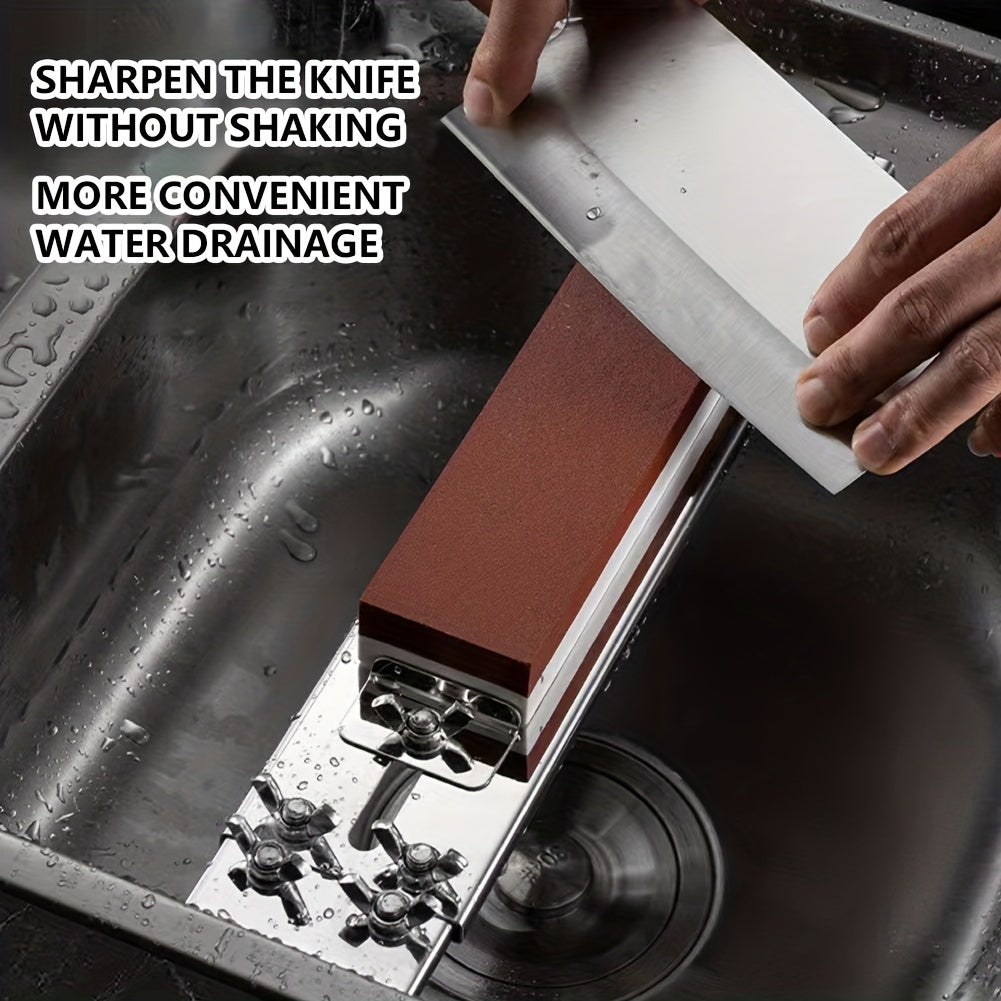 Stainless Steel Whetstone Holder for Kitchen Sink Sharpening