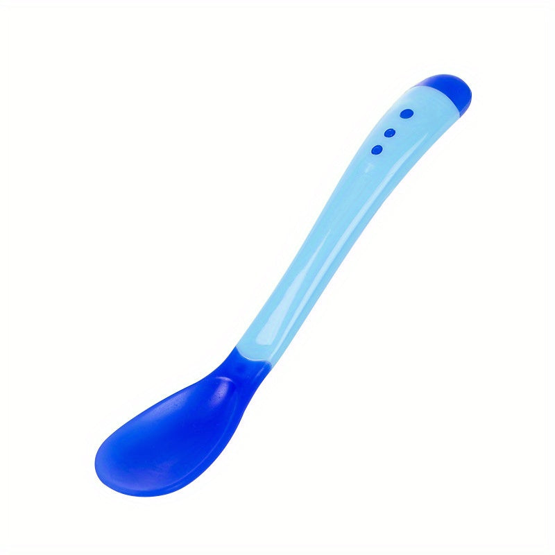 Baby Temp Sensing Spoon Feeding Tableware Soft Head Spoon