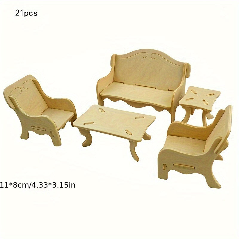 Piano Bed Cabinet Wooden DIY Model Puzzle Toy