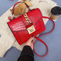 Crocodile Embossed Chain Crossbody Bag