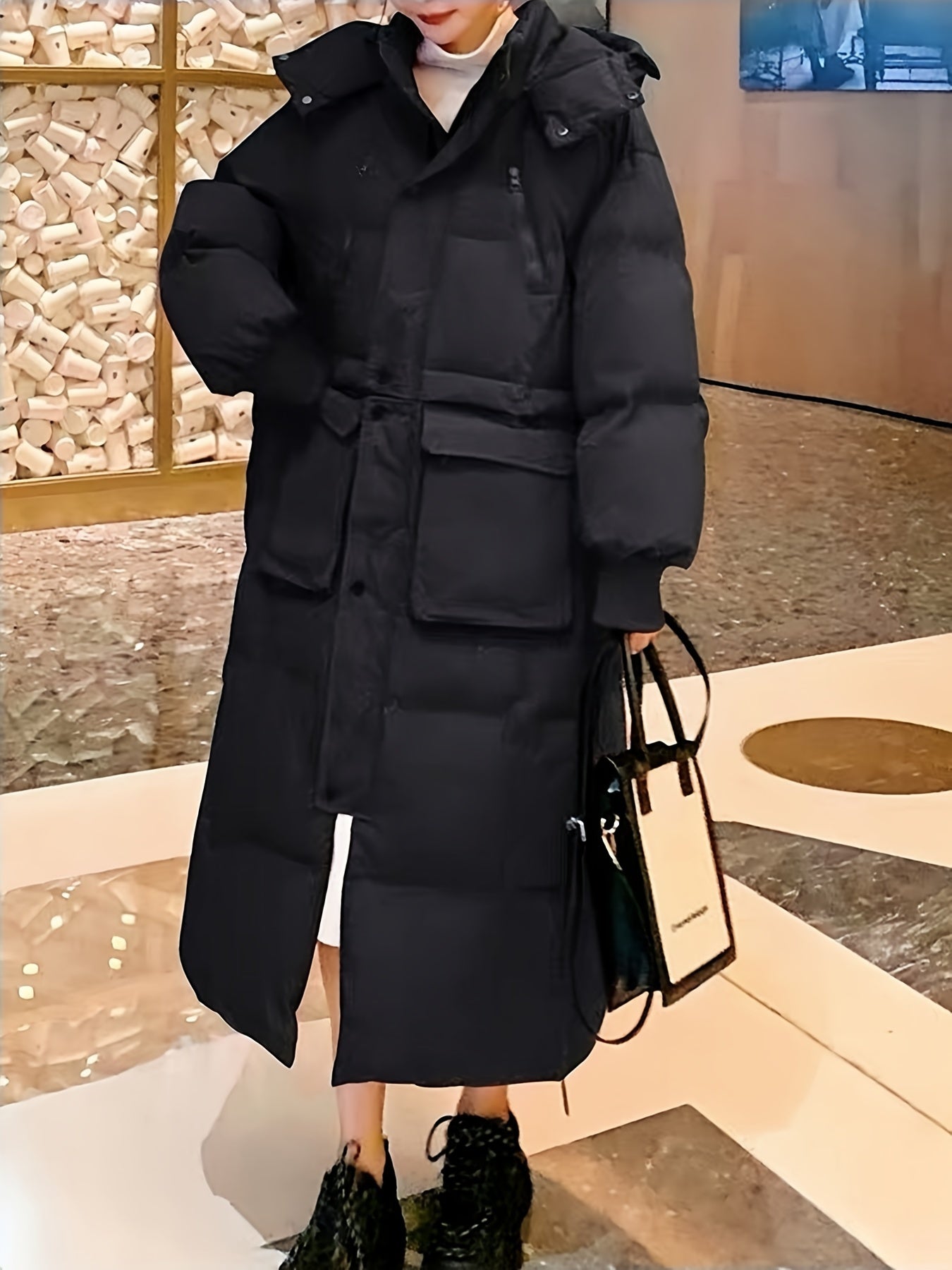 Women's Long Puffer Jacket Winter Warm Hooded Outdoor Sports