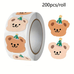 200pcs Bear Adhesive Tape Roll - Crafting Packaging Decor - Durable & Reliable