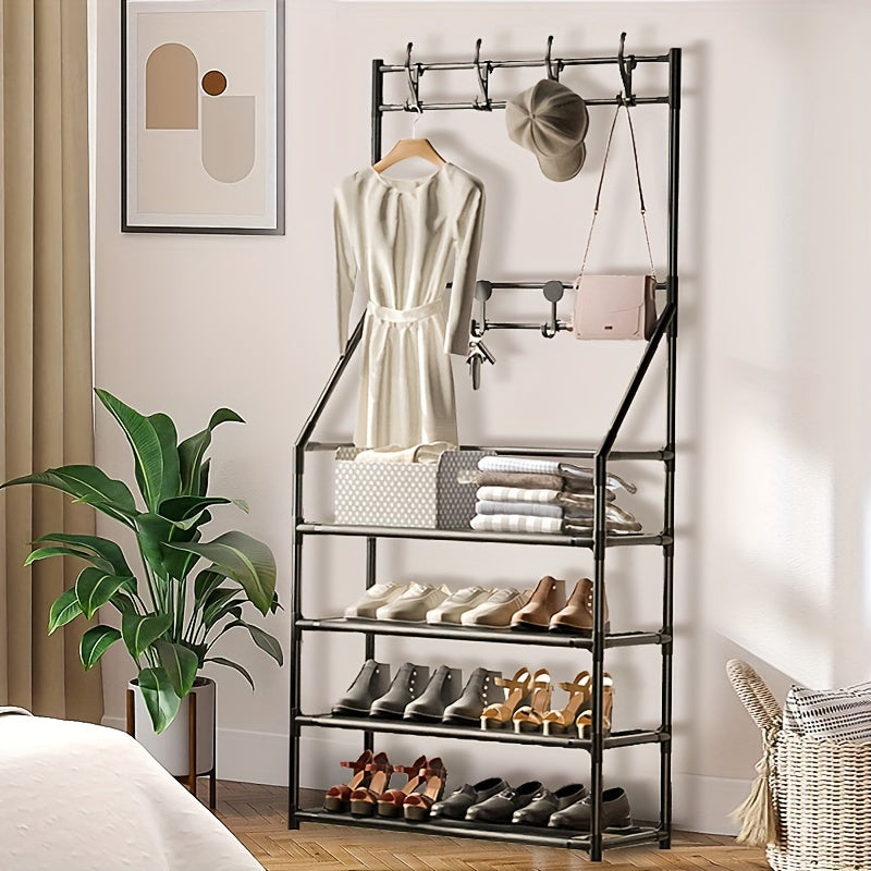 Coat Rack with Shoe Storage Bench and 8 Hooks