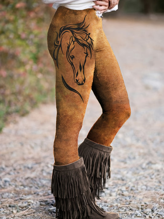  Horse Print High Waisted Sports Leggings