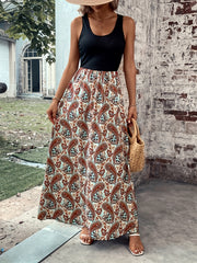  Paisley Print Round Neck Maxi Tank Dress