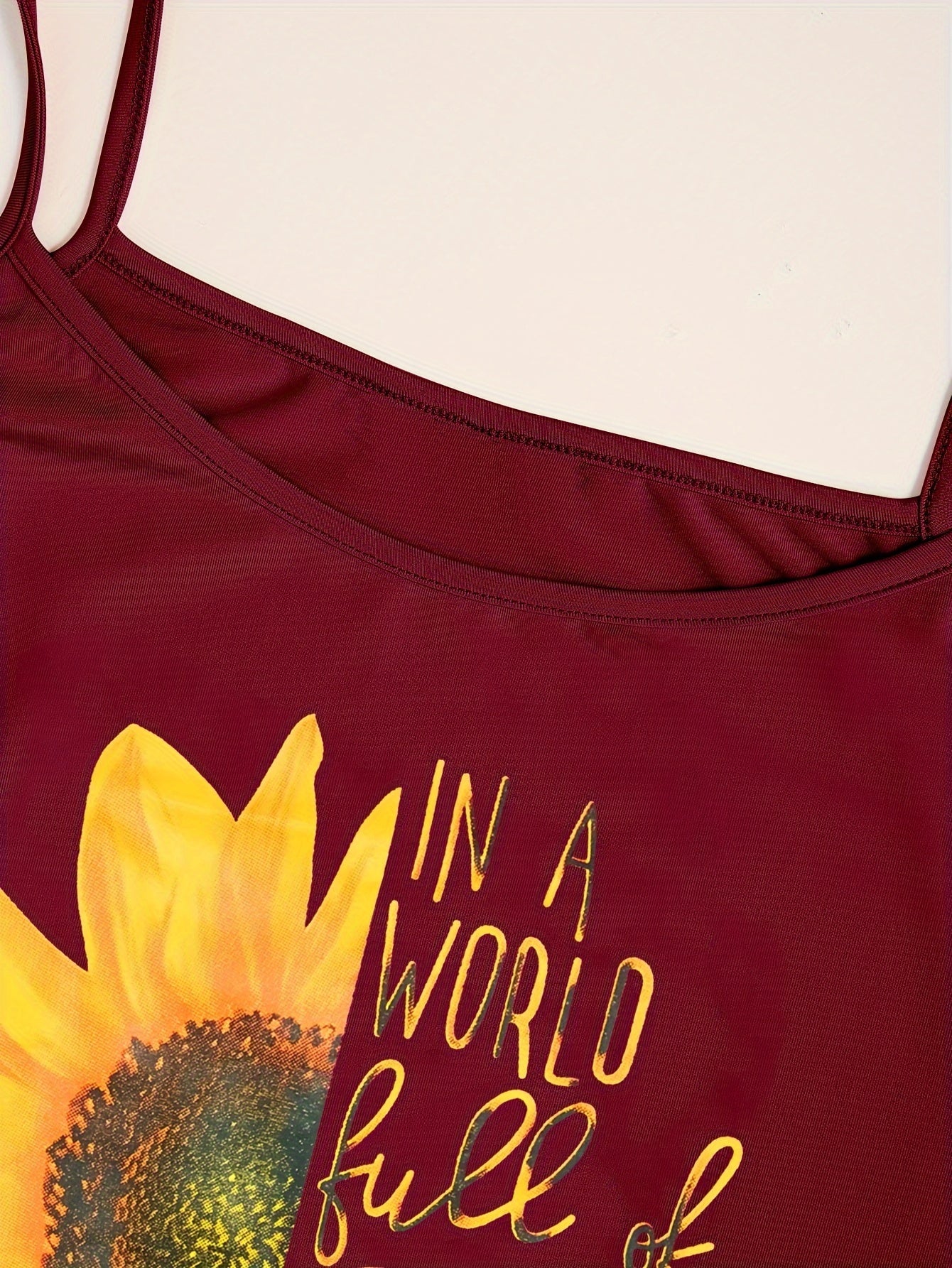  Slogan & Sunflower Print Cami Dress
