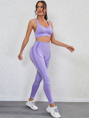 Yoga Set Round Neck Top & High Waist Leggings Activewear