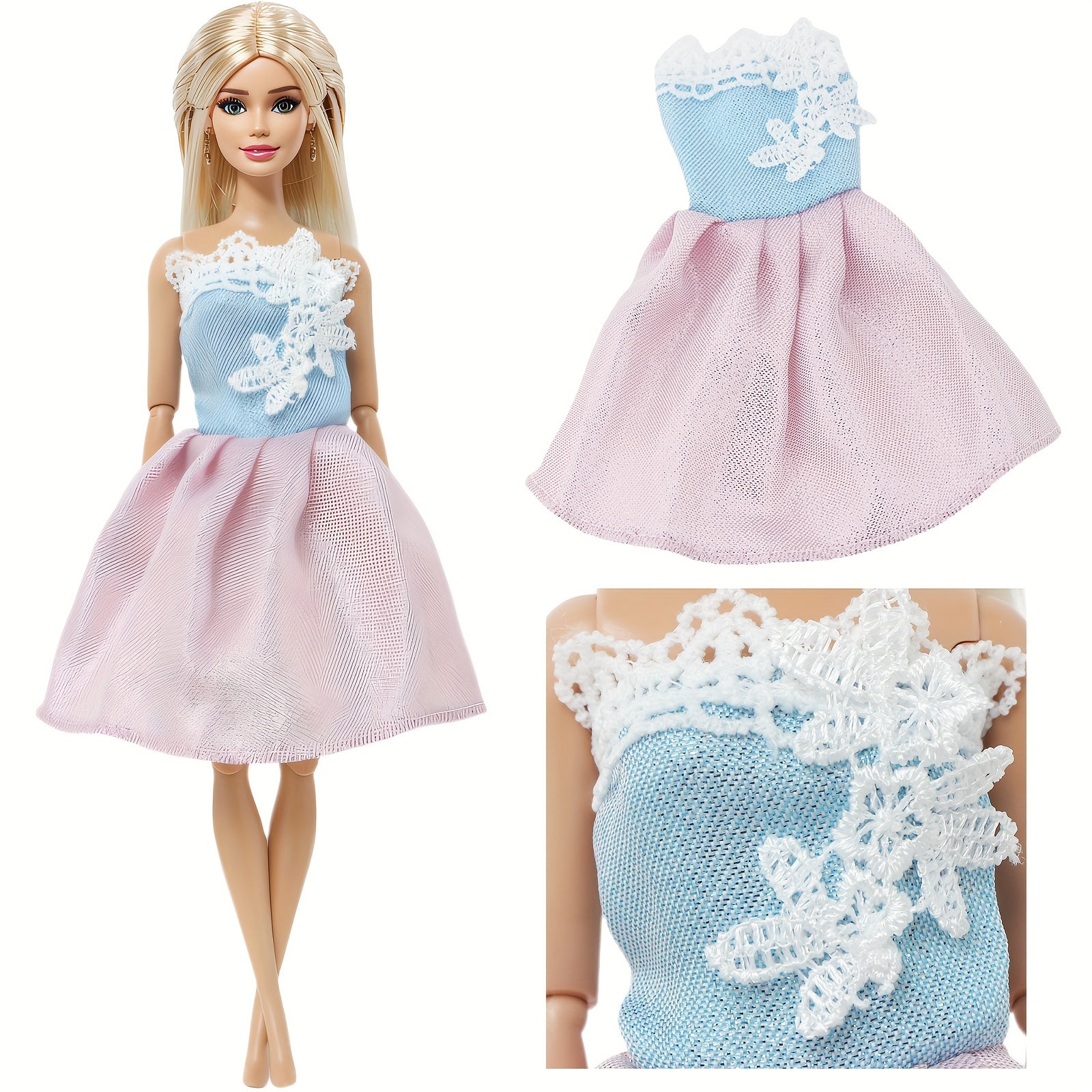 7pcs Doll Princess Dress Bag for 11.5in Doll, Christmas Birthday