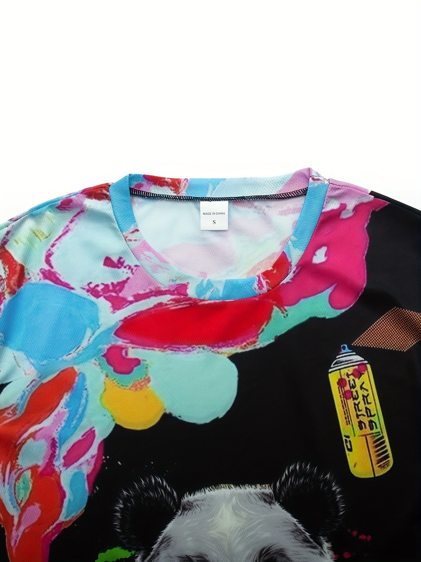 Men's Panda Print T Shirt for Spring & Summer