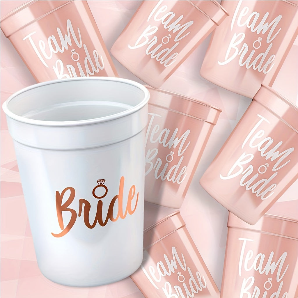 5 Pack Team Bride Plastic Drinking Cups - Perfect Bachelorette Party Favor