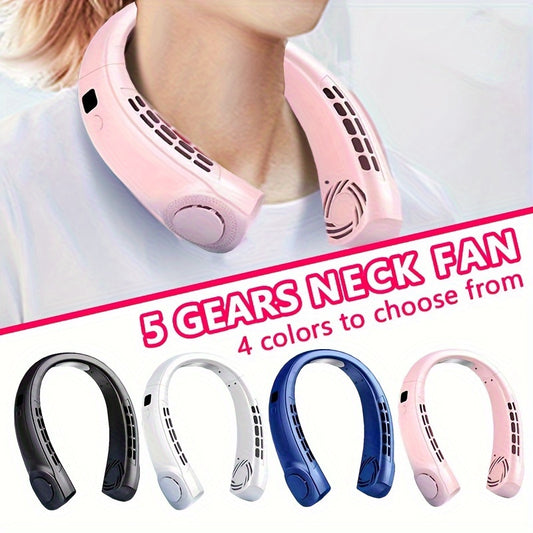 USB Hanging Neck Fan with 5 Speeds Digital Display