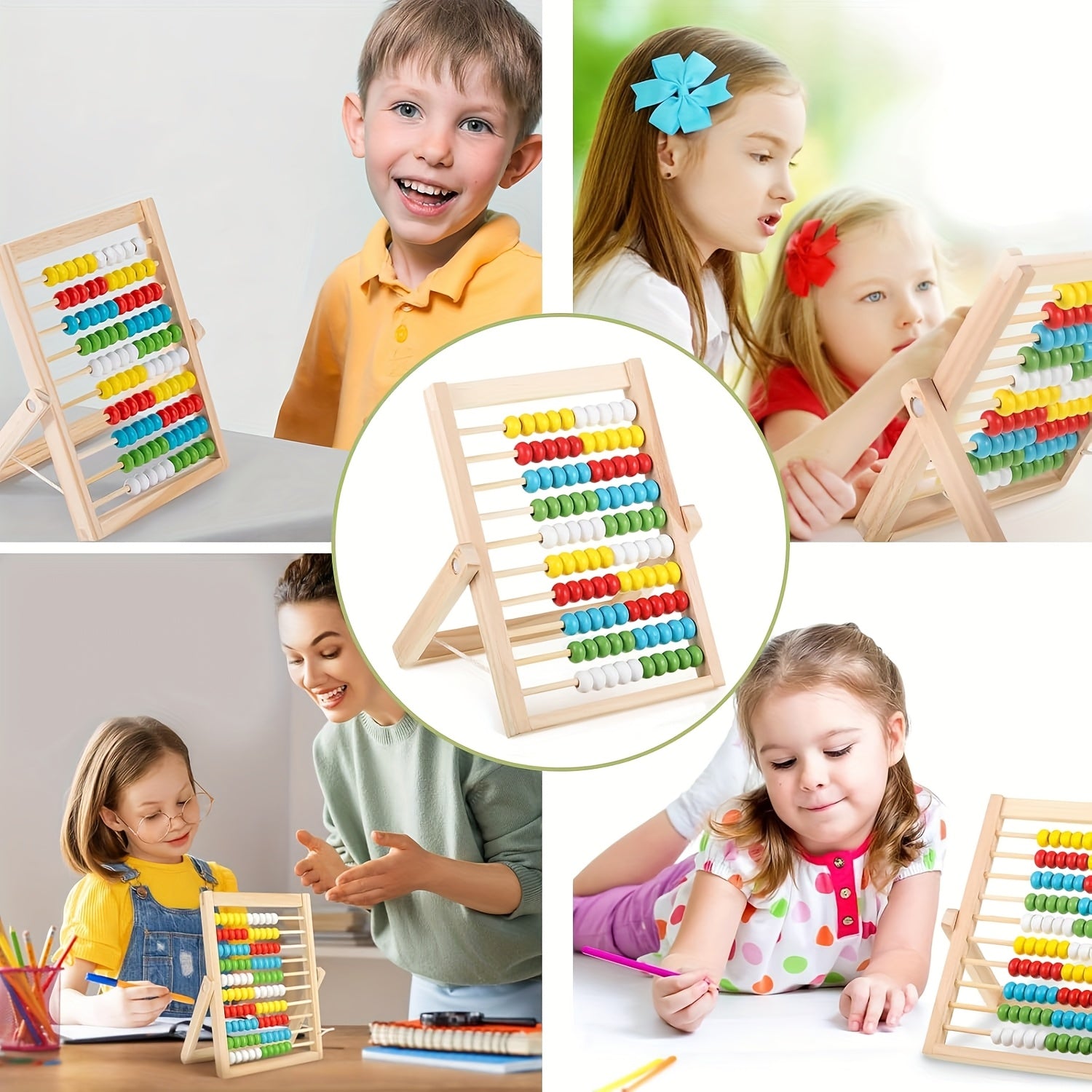 Educational Wooden Abacus for Kids with Multicolor Beads