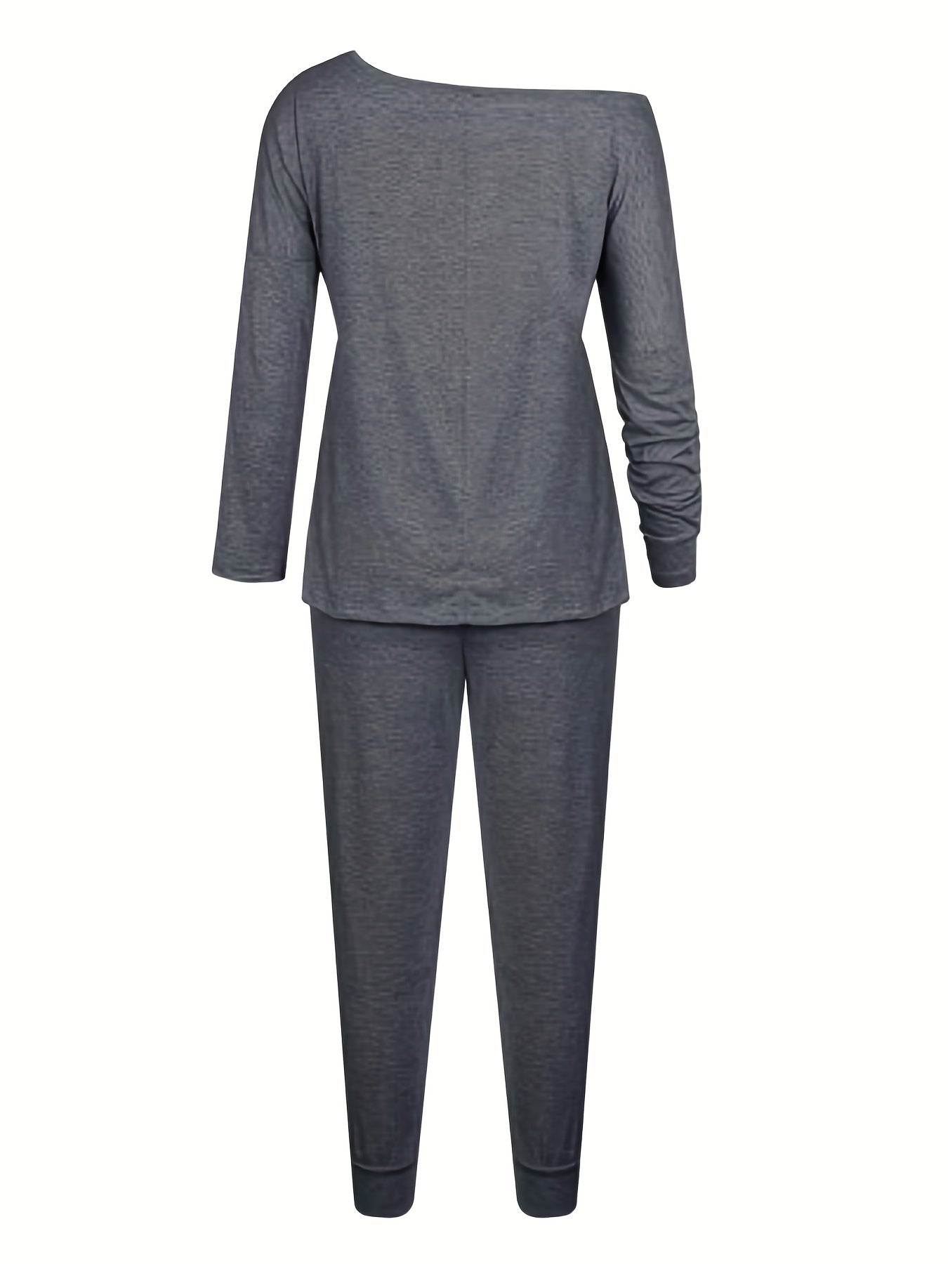  Solid One Shoulder Top & Jogger Pants Set