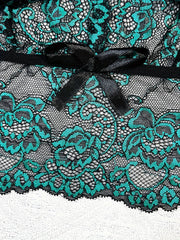 Floral Lace Lingerie Set V Neck Cami Top & Satin Shorts