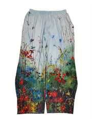 Floral Print Wide Leg Pants Plus Size