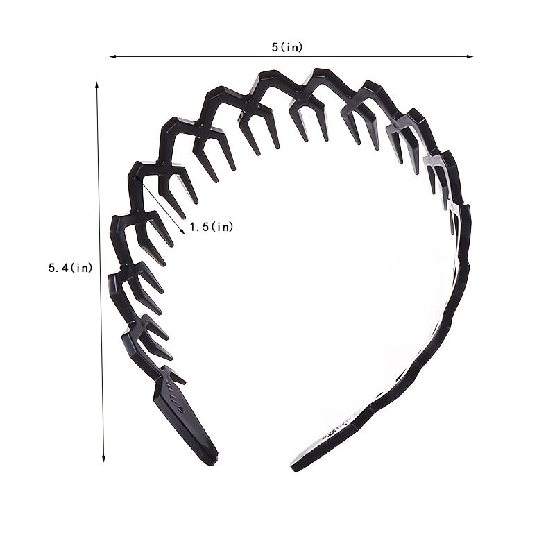 2pcs Wavy Long Tooth Wide Hairband Solid Tortoiseshell Non slip Headband