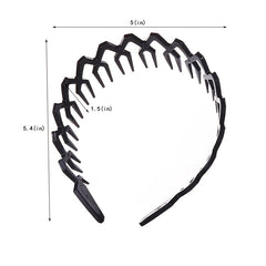 2pcs Wavy Long Tooth Wide Hairband Solid Tortoiseshell Non slip Headband