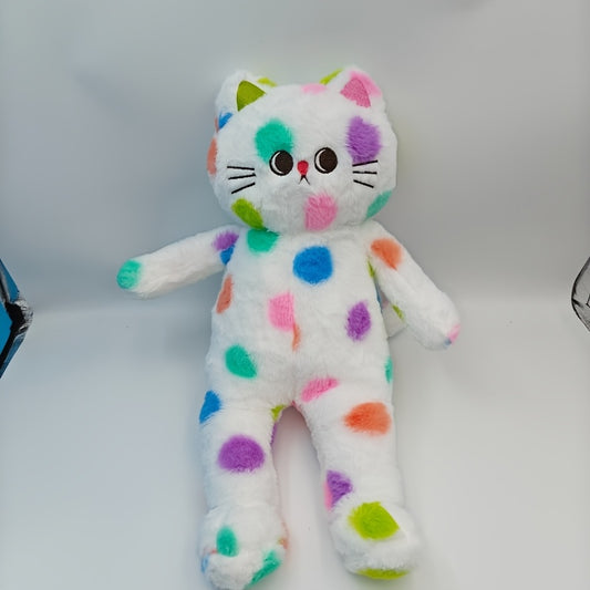 42Cm Cat Plush Toy with Colorful Polka Dots for Home Decor & Celebrations