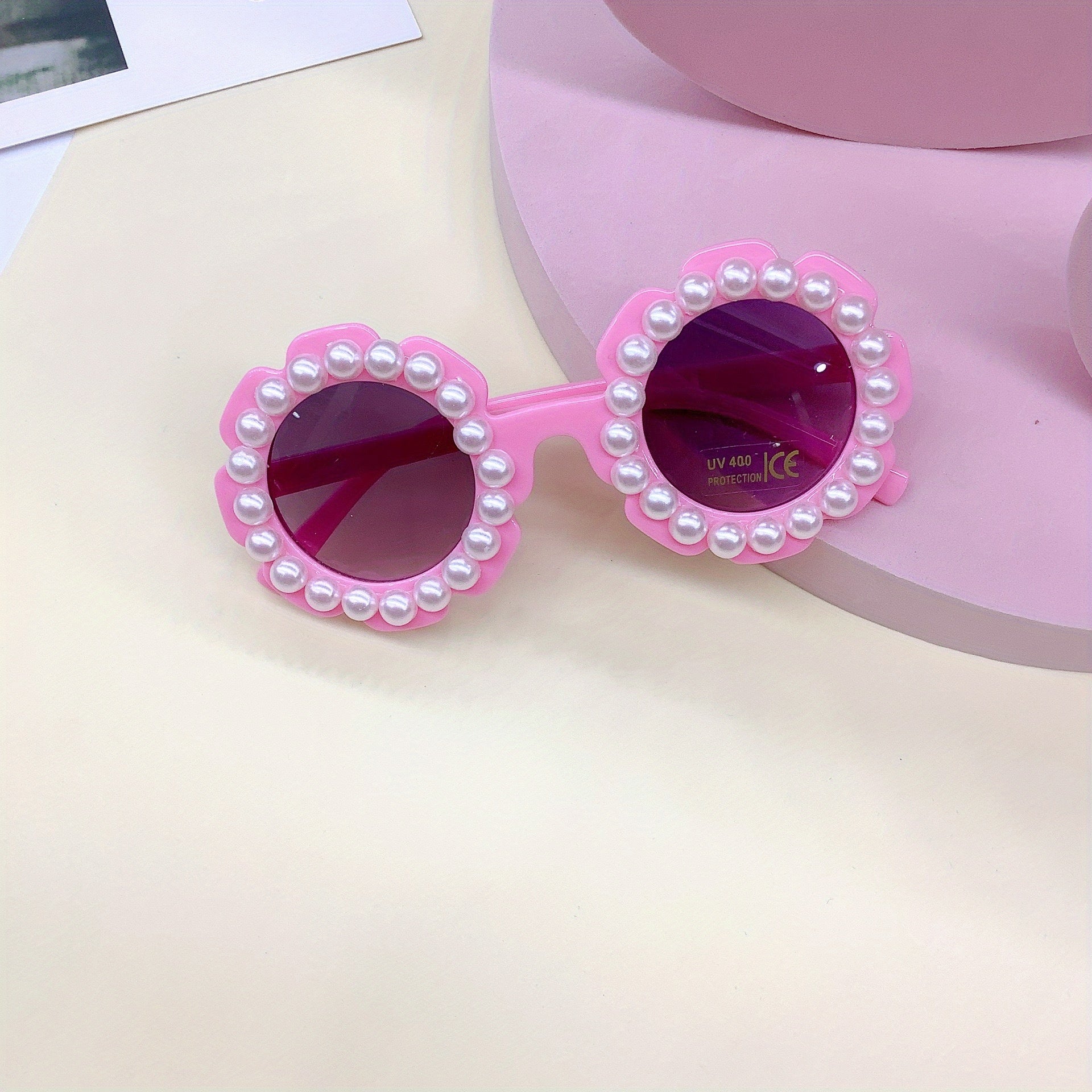 Y2K Flower Frame Pearl Sunglasses UV Protection