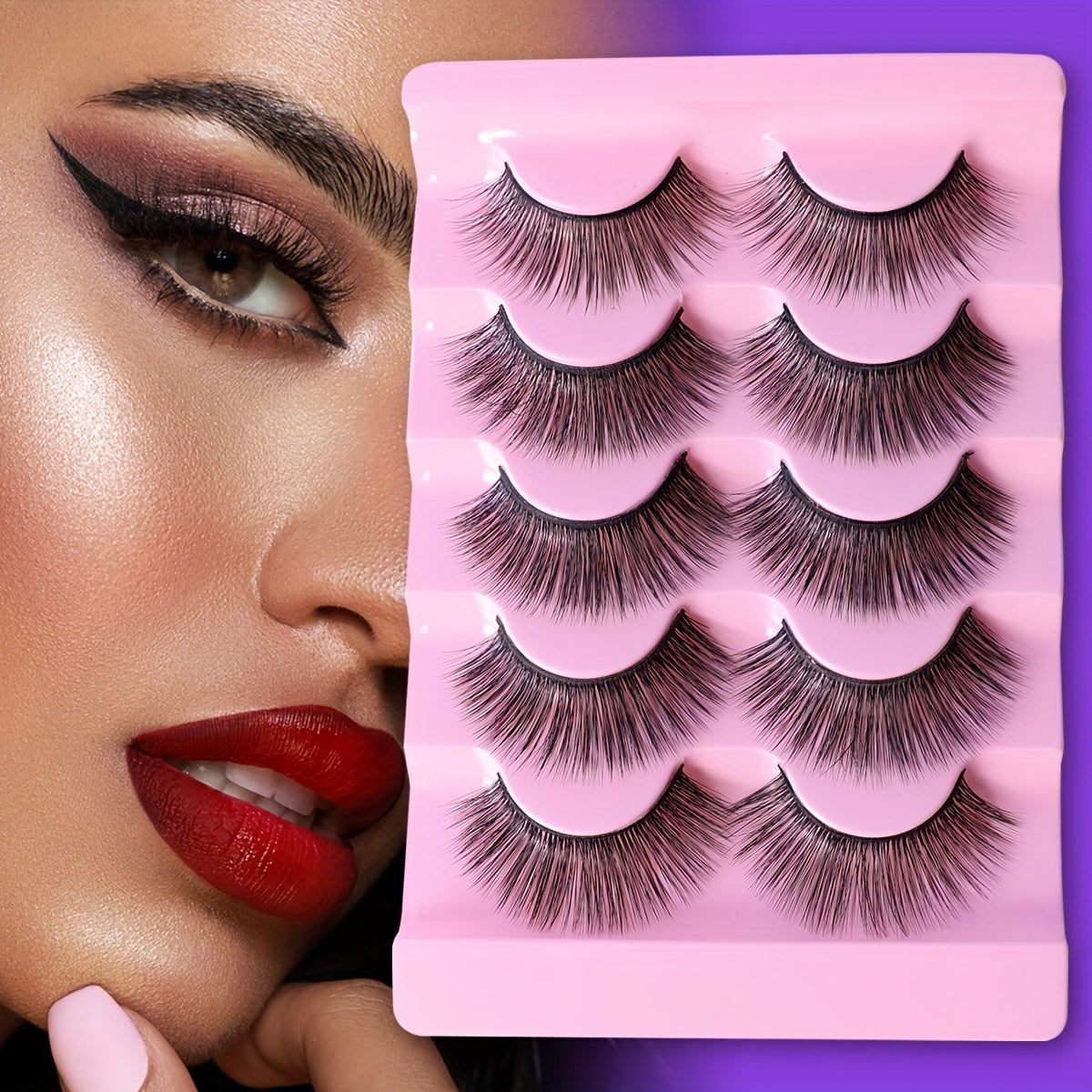 5 Pairs Fluffy Faux Mink Full Strip False Eyelashes