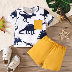 Newborn Baby Boy Cartoon T-shirt & Shorts Set