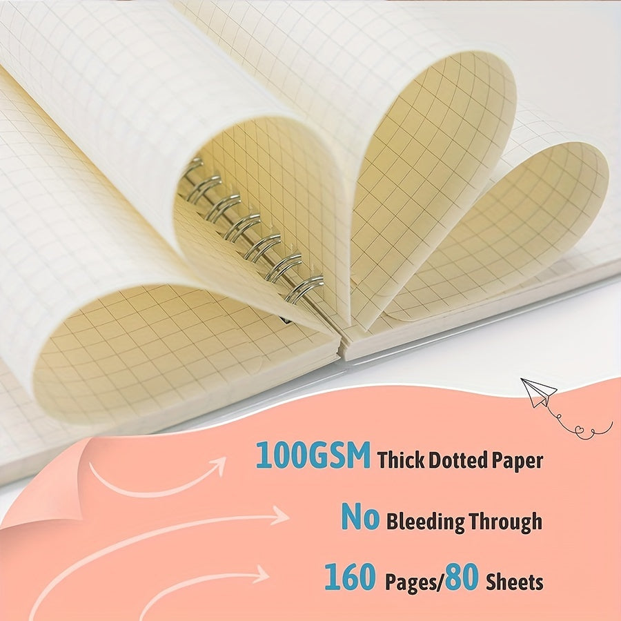 3 Pack Spiral Notebook Mesh Lined Blank 100gsm Thick Paper