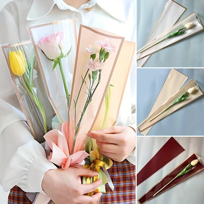 50pcs Waterproof Transparent Flower Packaging Bag Gift Packaging Bag
