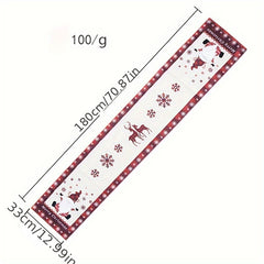 1pc Christmas Table Runner Merry Christmas Red Home Decor Polyester Table Runner