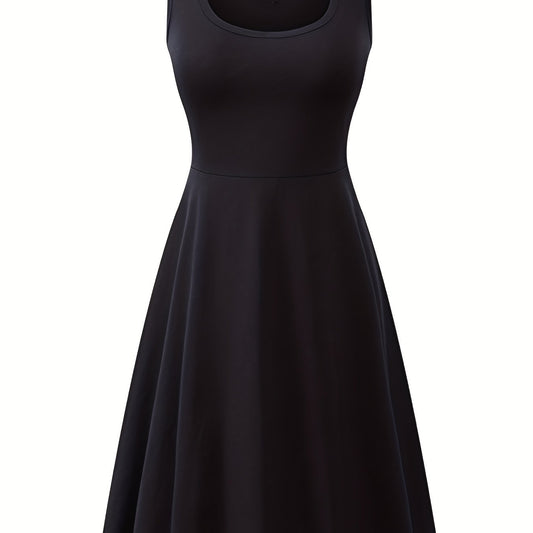  Basic Tank Dress Women's Plus Round Neck Solid Tank Dress