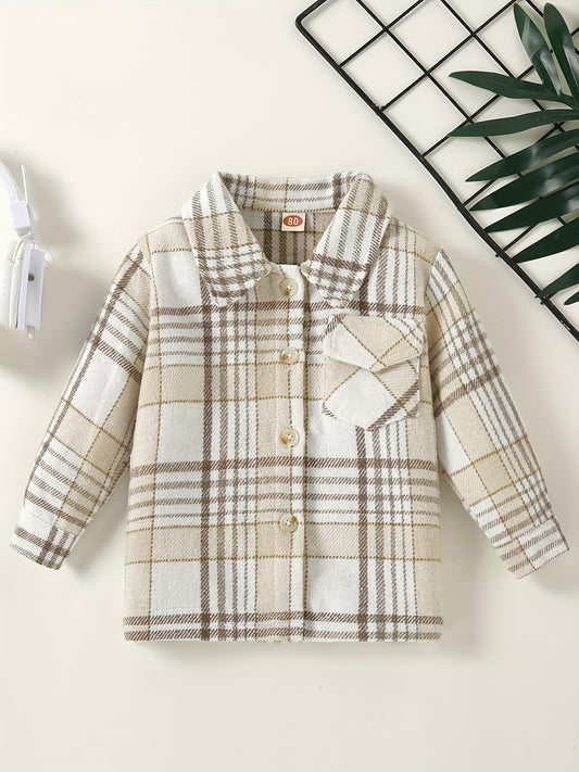 Toddler Baby Plaid Flannel Long Sleeve Button Down Shacket Coat